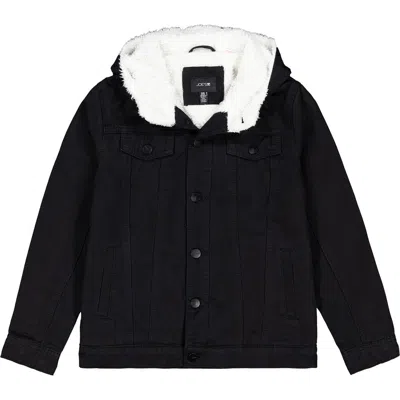 Joe's Jeans Kids' Faux Shearling Hooded Trucker Jacket In Black