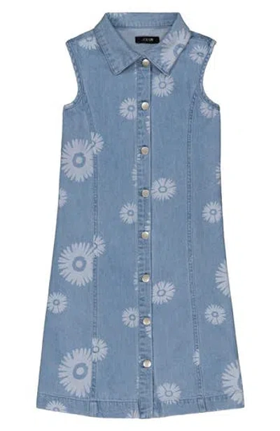 Joe's Jeans Kids' Hibiscus Print Denim Dress In Blue