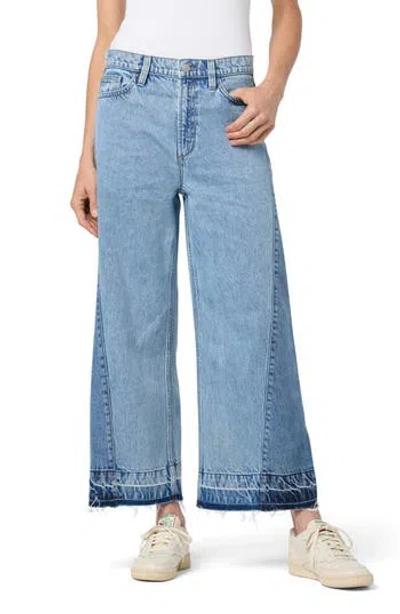 Joe's Jeans Pieced Ankle Wide Leg Jeans In Blue
