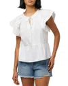 Joe's Jeans Poplin Flutter Sleeve Top In White