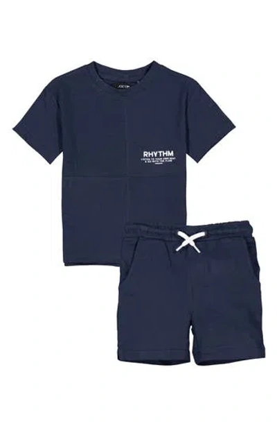 Joe's Jeans Babies'  Rhythm Mixed Media Knit Top & Shorts Set In Blue