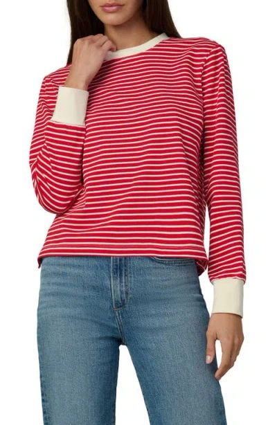 Joe's Jeans Stripe Long Sleeve Cotton T-shirt In Red