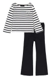 Joe's Jeans Stripe Long Sleeve Top & Rib Flare Leggings Set In Multi
