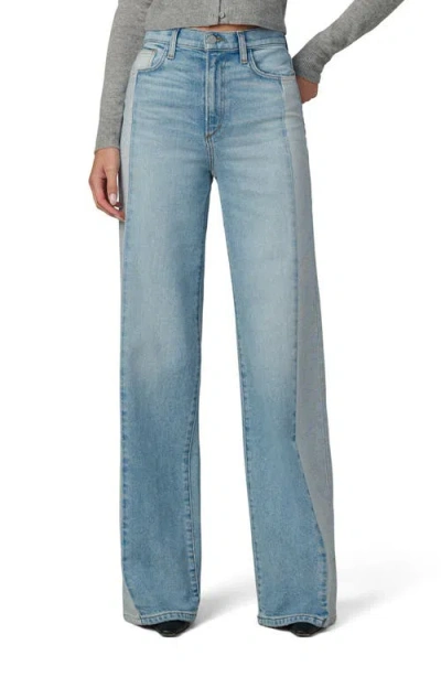 Joe's Jeans The Mia Pieced Two-tone High Waist Wide Leg Jeans In Blue