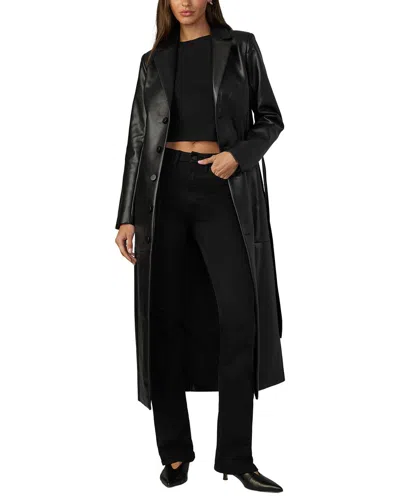 Joe's Jeans The Vegan Leather Long Coat In Black
