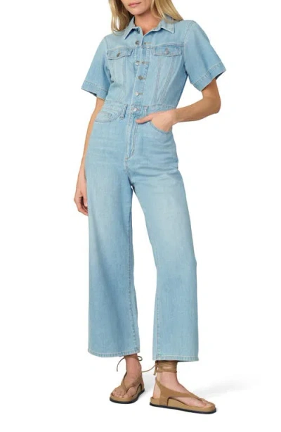 Joe's Jeans Trucker Wide Leg Denim Jumpsuit In Blue
