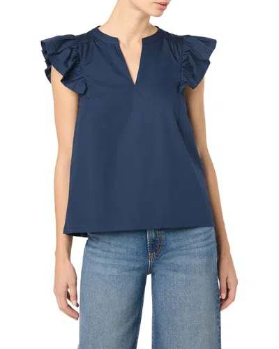 Joe's Jeans V-neck Flutter Sleeve Top In Blue