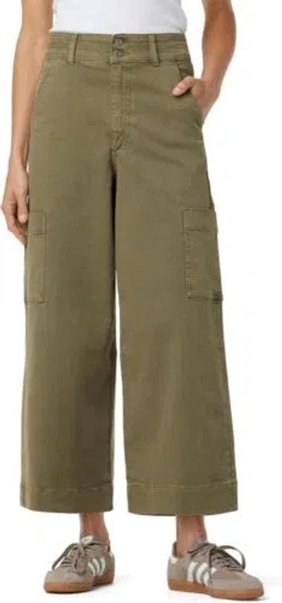 Pre-owned Joe's Jeans Women's The Milla Utility Wide Leg Cropped Denim Pant In Burnt Olive
