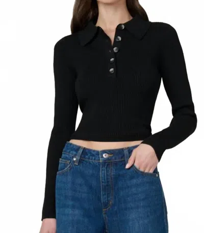 Joe's Jeans The Lisa Crop Rib Polo Sweater In Black