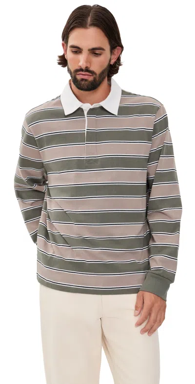 Joe's Jeans Long Sleeve Rugby Shirt Tea Leaf Multi In Brown