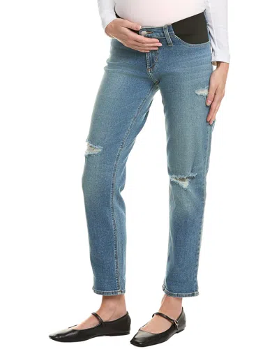 Joe's Jeans Maternity The Bobby Kingstown Destruct Mid-rise Tapered Boyfriend In Blue