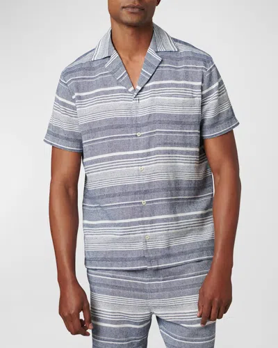 Joe's Jeans Charlie Printed Button Front Camp Shirt In Baha Stripe