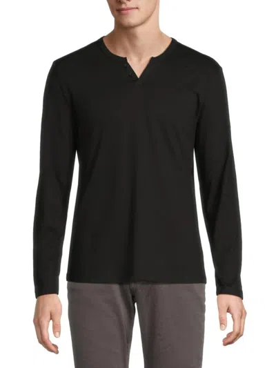 Joe's Jeans Men's Long-sleeve Cotton-blend Henley In Black