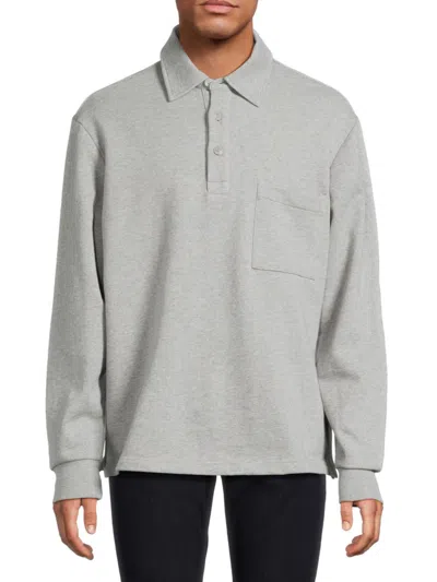 Joe's Jeans Men's Patch Pocket Cotton Polo Sweatshirt In Gray