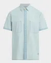 Joe's Jeans Regular Fit Reverse Chambray Short Sleeve Shirt In Blue
