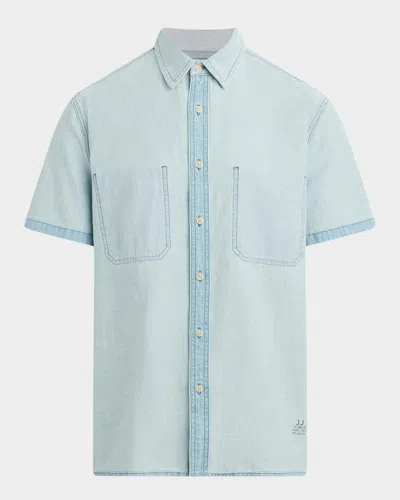 JOE'S JEANS MEN'S REVERSE CHAMBRAY CAMP SHIRT