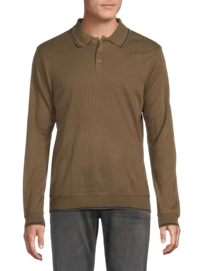 Joe's Jeans Men's Ribbed Polo Sweater In Brown