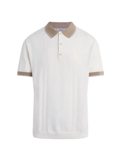 Joe's Jeans Men's Tennis Cable-knit Cotton-blend Polo Shirt In White
