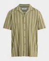 Joe's Jeans Men's Viscose Stripe Camp Shirt In Green