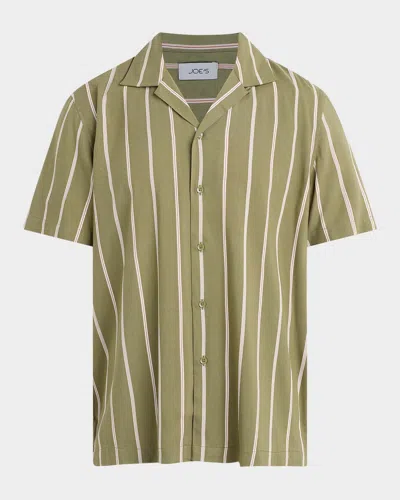 Joe's Jeans Men's Viscose Stripe Camp Shirt In Green