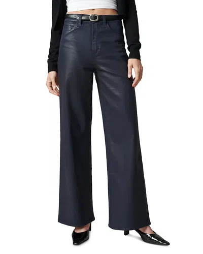 Joe's Jeans Petites The Mia High Rise Wide Leg Coated Jeans In Navy