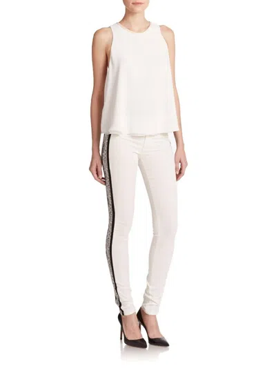 Joe's Jeans Raine Printed Tuxedo-stripe Snake Print Skinny Jeans In White