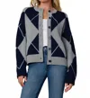 Joe's Jeans Relaxed Fit Cardigan In Blue Argyle In Multi