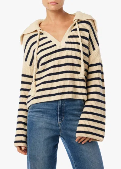 Joe's Jeans Sloane Popover V-neck Sweater In Breton Stripe In Neutral