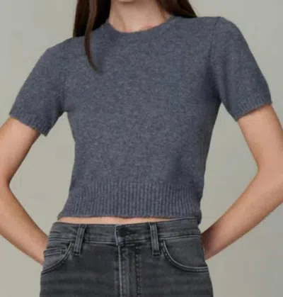 Joe's Jeans Steph Shrunken Short Sleeve Sweater In Charcoal In Blue