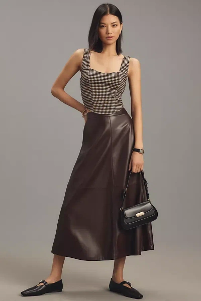 Joe's Jeans Tavi Faux-leather Midi Skirt In Brown