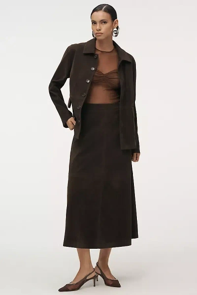 Joe's Jeans Tavi Faux-suede Midi Skirt In Brown