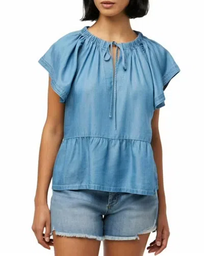Joe's Jeans The Adelyn Chambray Flutter Sleeve Top In Blue