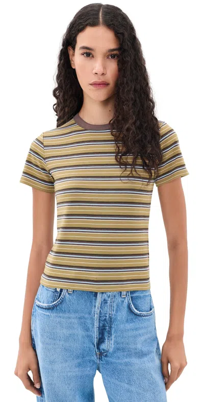 Joe's Jeans The Baby Tee Camel Multi Stripe In Brown