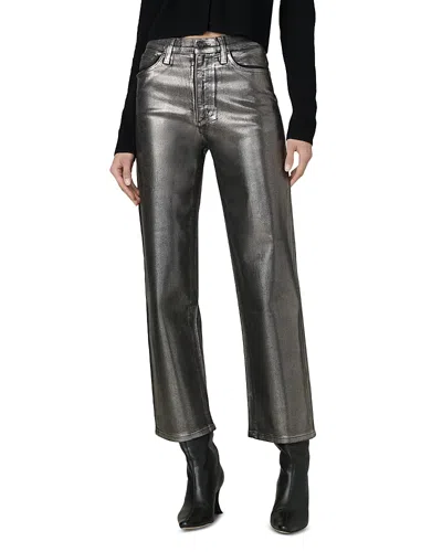 Joe's Jeans The Blake Cropped Wide Leg Jeans In Pewter Foil In Black