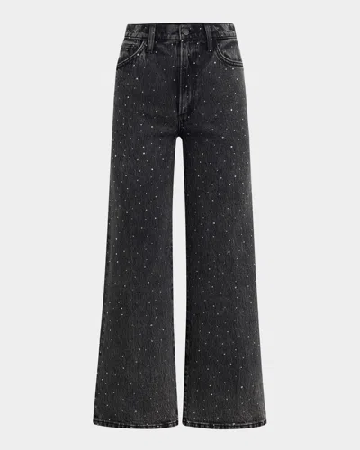 Joe's Jeans The Blake Embellished Wide-leg Crop Jeans In Black