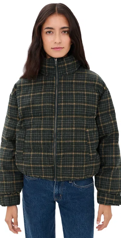 Joe's Jeans The Bruna Brushed Puffer Jacket Moss Multi Plaid In Green