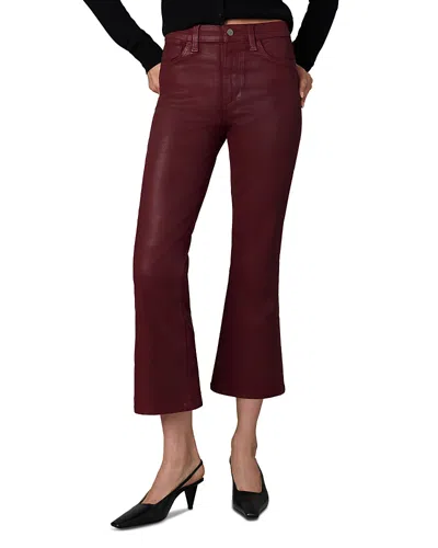 Joe's Jeans The Callie Coated High Rise Cropped Bootcut Jeans In Syrah In Burgundy