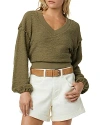 Joe's Jeans The Carolyn Cotton Slub V Neck Sweatshirt In Green