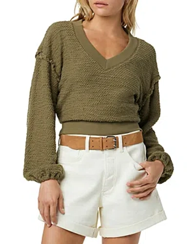 Joe's Jeans The Carolyn Cotton Slub V Neck Sweatshirt In Green