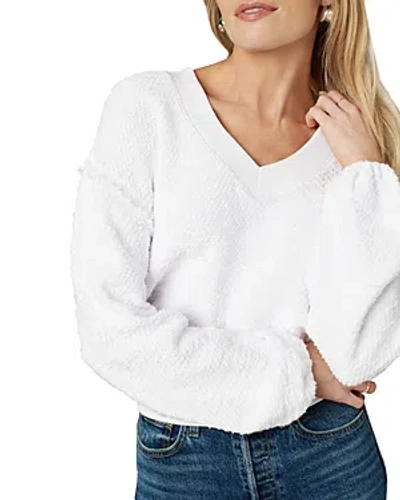 Joe's Jeans The Carolyn Cotton Slub V Neck Sweatshirt In Optic Whit