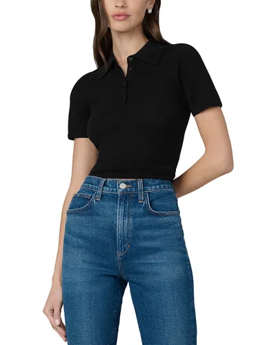 Joe's Jeans The Cashmere Short Sleeve Polo Sweater In Black