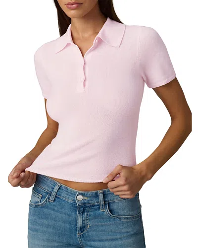 Joe's Jeans The Cashmere Short Sleeve Polo Sweater In Pink