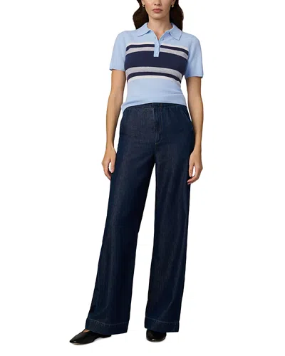 Joe's Jeans The Cashmere Short Sleeve Rugby Polo Sweater In Blue