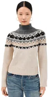 Joe's Jeans The Celeste Fair Isle Sweater In Oatmeal/charcoal Fair Isle