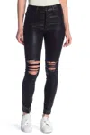 Joe's Jeans The Charlie Coated High Rise Distressed Ankle Skinny Jeans In Black In Black