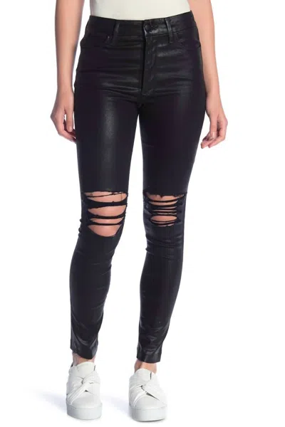 Joe's Jeans The Charlie Coated High Rise Distressed Ankle Skinny Jeans In Black