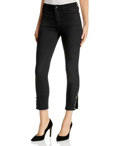 Joe's Jeans The Charlie Crystal Embellished Valentina Hem Crop Jeans In Black