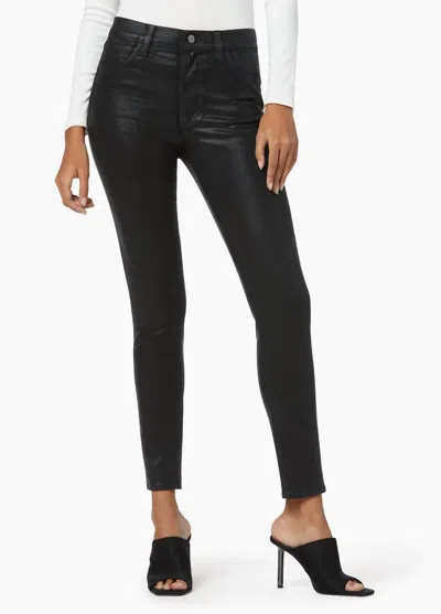 JOE'S JEANS THE CHARLIE HIGH RISE SKINNY ANKLE IN BLACK COATED