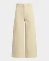 Joe's Jeans The Chloe Wide-leg Cropped Utility Pants In Creme Brulee
