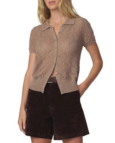 Joe's Jeans The Davey Short Sleeve Cardigan Top In Brown